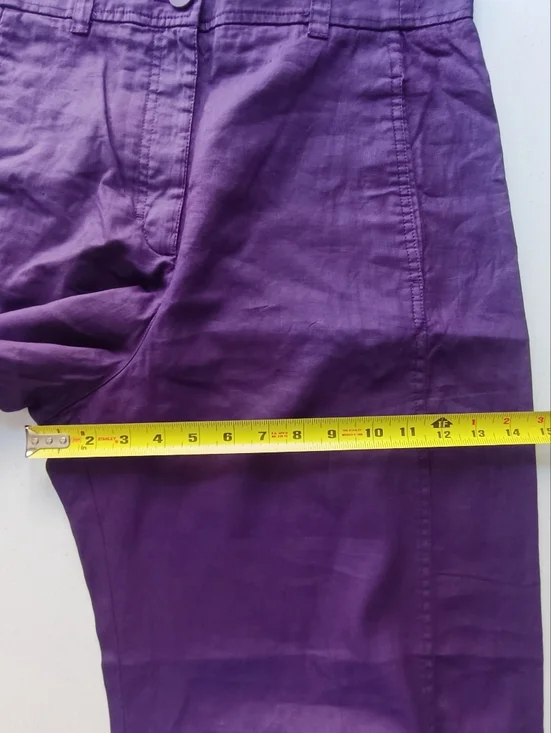 COS Plum Purple High-Rise Wide Leg Linen Trousers Size 10 - Picture 12 of 15